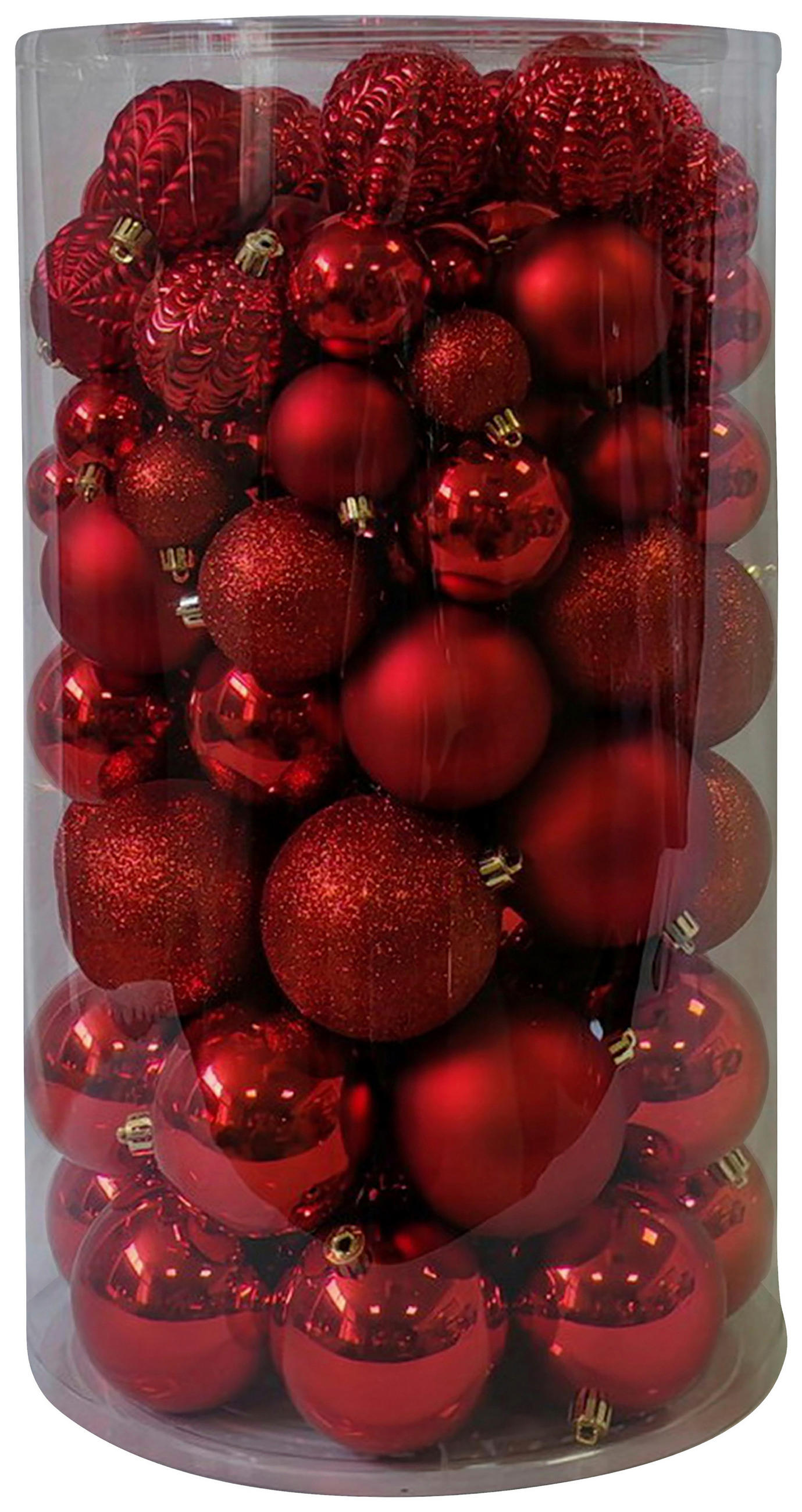 CHRISTBAUMKUGEL-SET 8 cm 100-teilig  - Rot, Basics, Kunststoff (8cm) - X-Mas