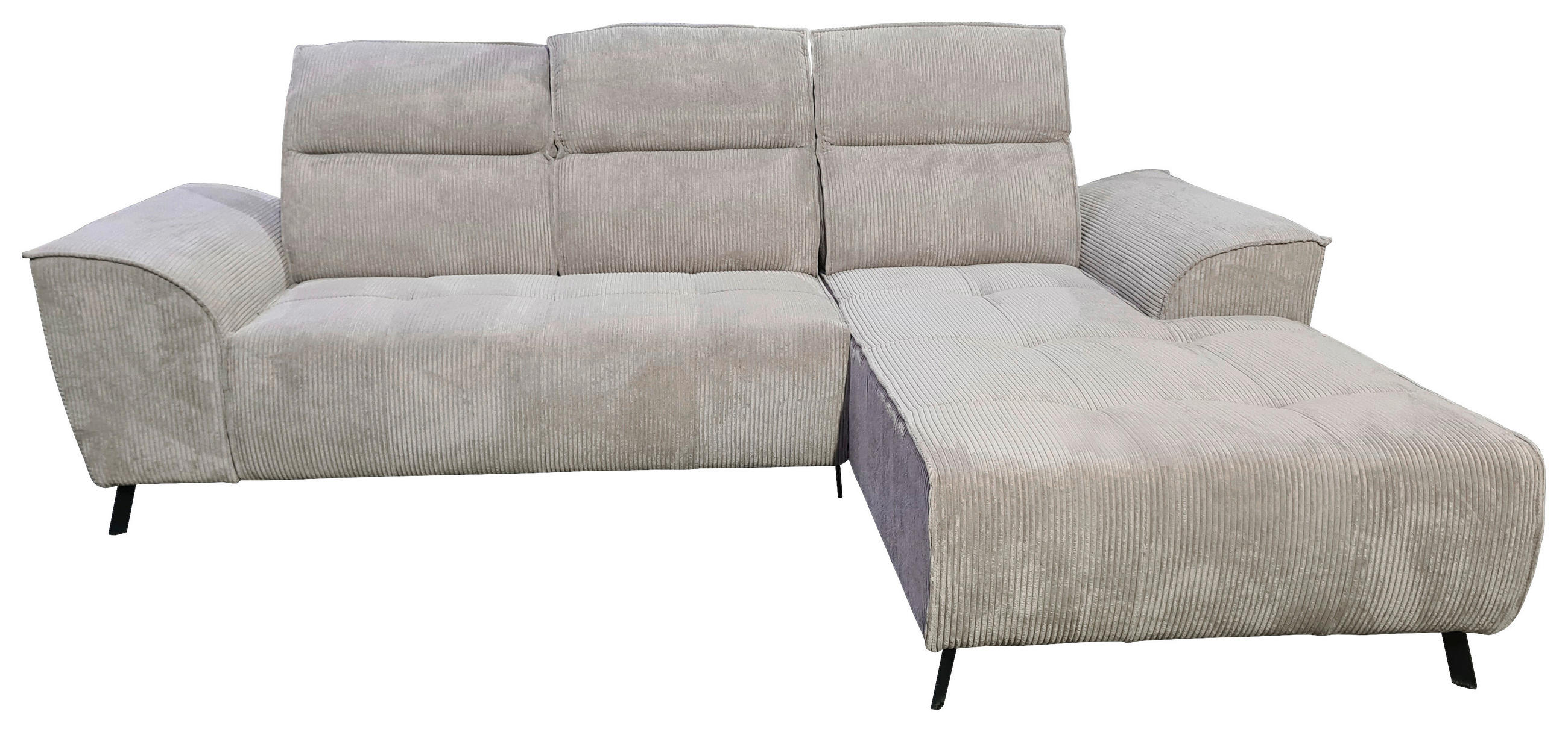 ECKSOFA Taupe Cord  - Taupe/Schwarz, KONVENTIONELL, Textil/Metall (290/196cm) - Carryhome