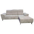 ECKSOFA Taupe Cord  - Taupe/Schwarz, KONVENTIONELL, Textil/Metall (290/196cm) - Carryhome