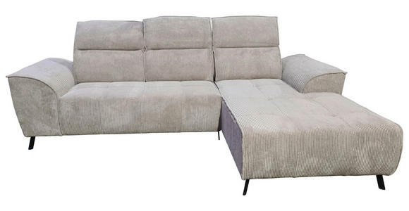 ECKSOFA Taupe Cord  - Taupe/Schwarz, KONVENTIONELL, Textil/Metall (290/196cm) - Carryhome