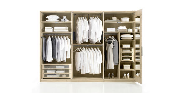 DREHTÜRENSCHRANK in Grau, Eichefarben - Eichefarben/Grau, Natur, Holz (299/223/59cm) - Valnatura