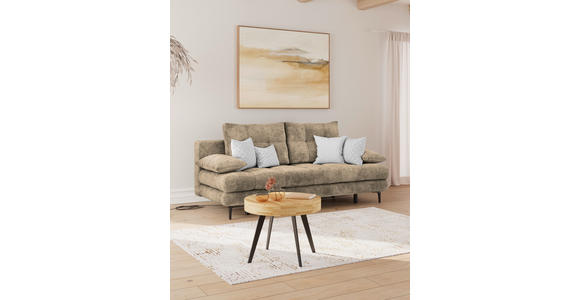 SCHLAFSOFA Chenille Hellbraun Rückenkissen, Armlehnenkissen, Bettkasten, Schlaffunktion, Rücken echt  - Hellbraun/Schwarz, KONVENTIONELL, Textil/Metall (203/94/96cm) - Carryhome