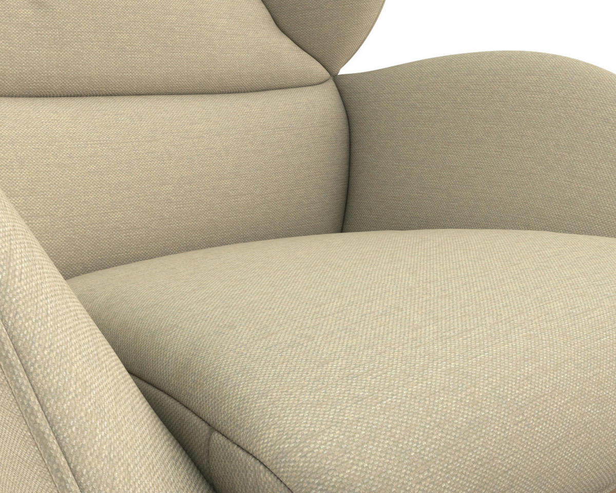 OHRENSESSEL Webstoff Beige  - Eichefarben/Beige, Design, Holz/Textil (82/102/90cm) - home24
