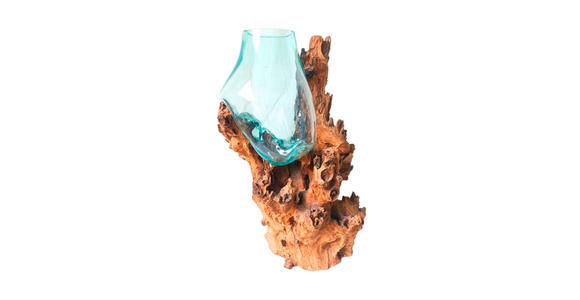 VASE 70 cm - Klar/Ecru, Natur, Glas/Holz (45/70/40cm) - Ambia Home