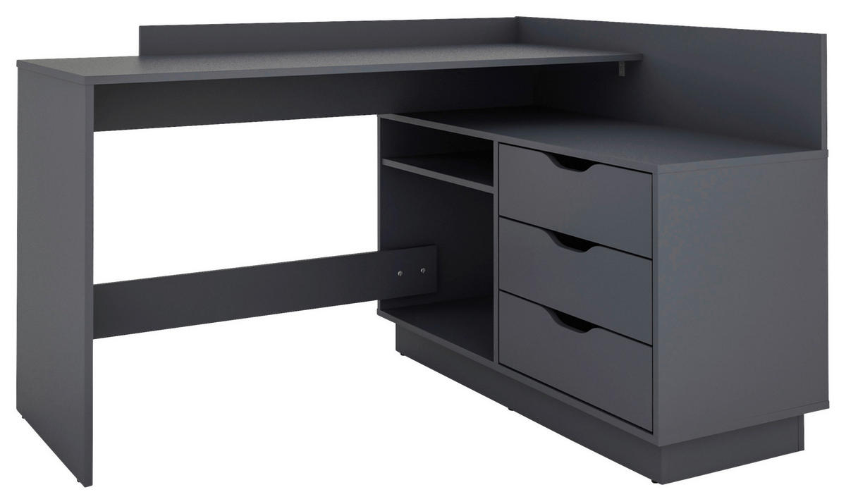 ECKSCHREIBTISCH 129/83,5/105 cm  in Anthrazit  - Anthrazit, Basics, Holzwerkstoff (129/83,5/105cm) - MID.YOU