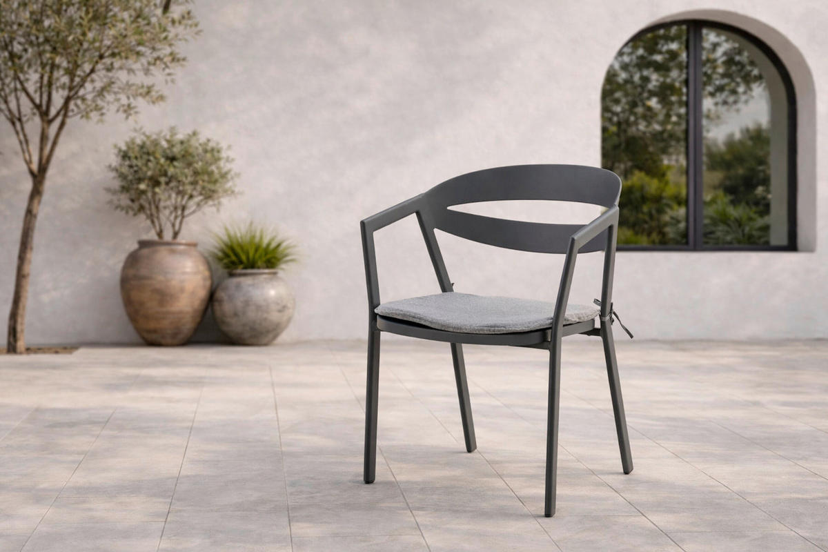 STAPELSTOL i metall, textil grå, svart  - grå/svart, Modern, metall/textil (60/76/60cm) - Gardenson