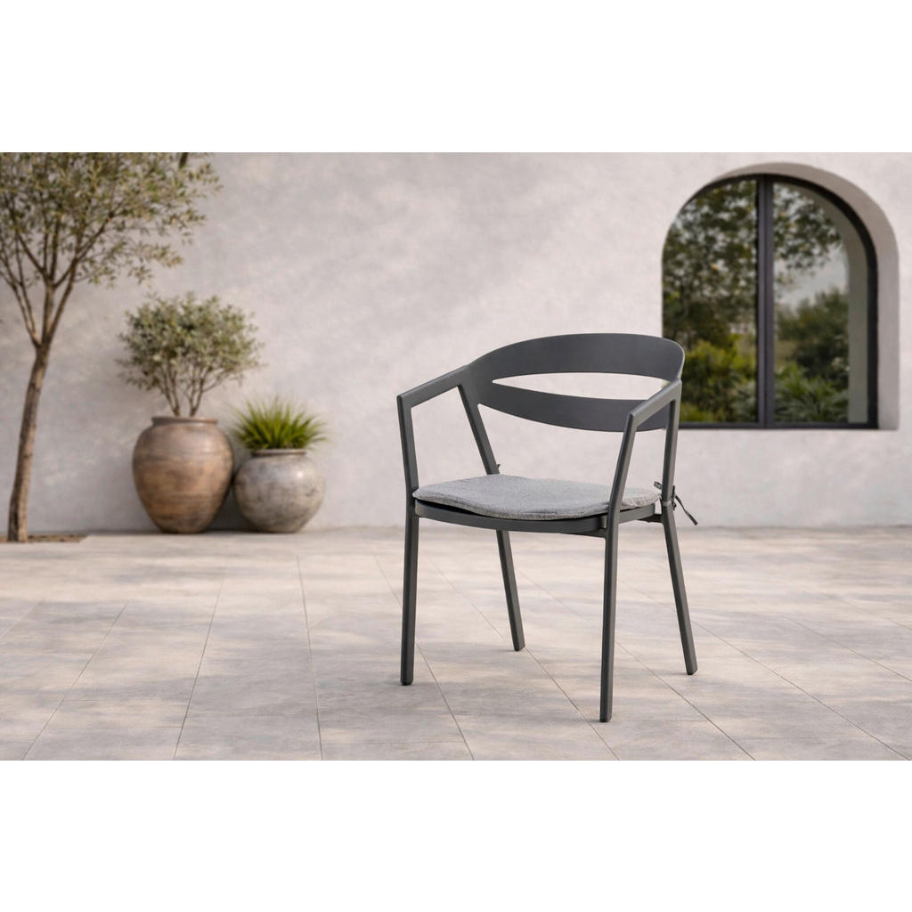 Thumbnail - Gardenson Stapelsessel, Grau, Schwarz, Metall, Textil, zylindrisch, 60x76x60 cm, Gartenmöbel, Gartenstühle, Gartenstühle...