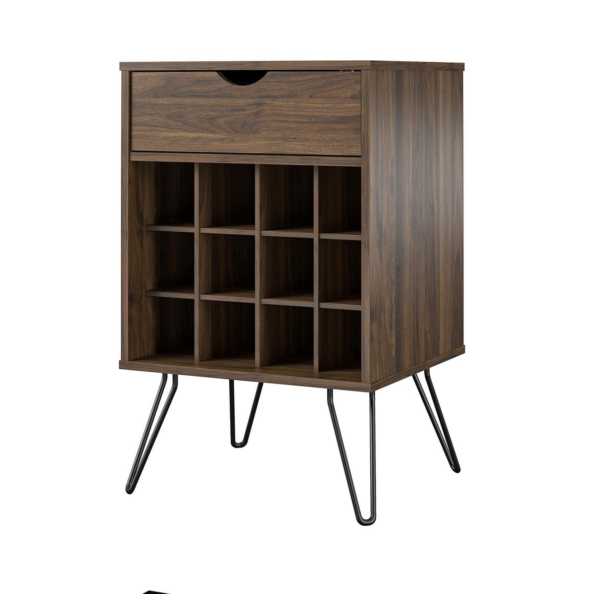 WEINREGAL 51/80/45 cm  - Walnussfarben/Schwarz, Design, Holzwerkstoff/Metall (51/80/45cm) - MID.YOU