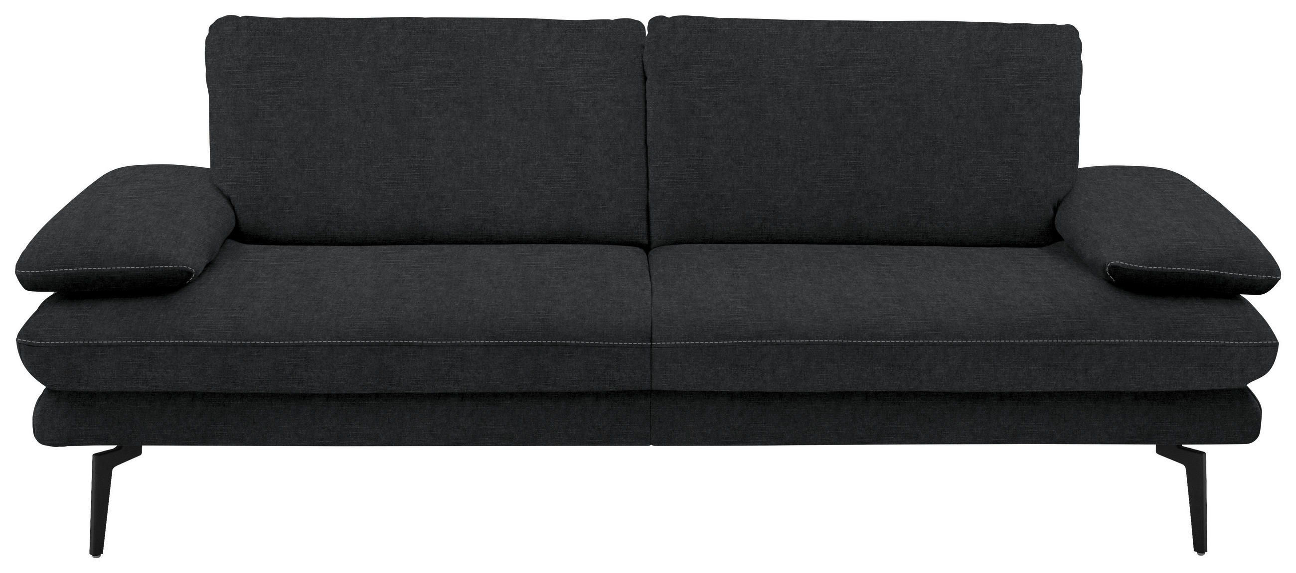 3-SITZER-SOFA in Velours Anthrazit  - Anthrazit/Beige, Design, Textil/Metall (222/89/104cm) - Dieter Knoll