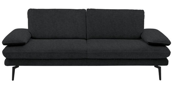 3-SITZER-SOFA in Velours Anthrazit - Anthrazit/Beige, Design, Textil/Metall (222/89/104cm) - Dieter Knoll