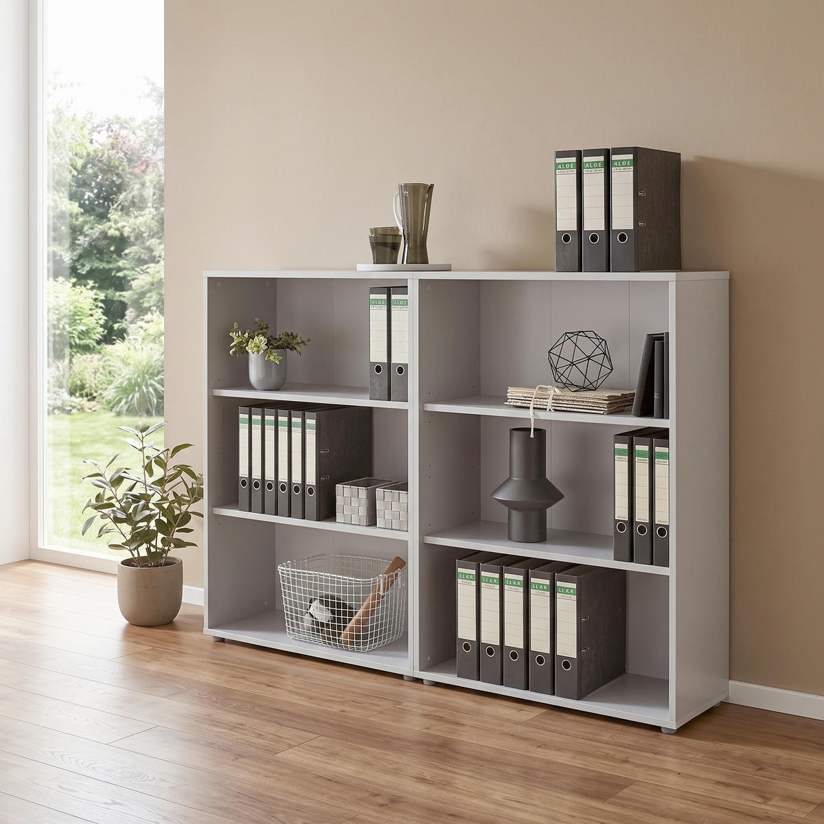 AKTENREGAL Grau  - Silberfarben/Grau, MODERN, Holzwerkstoff (168,8/113,6/33cm) - MID.YOU