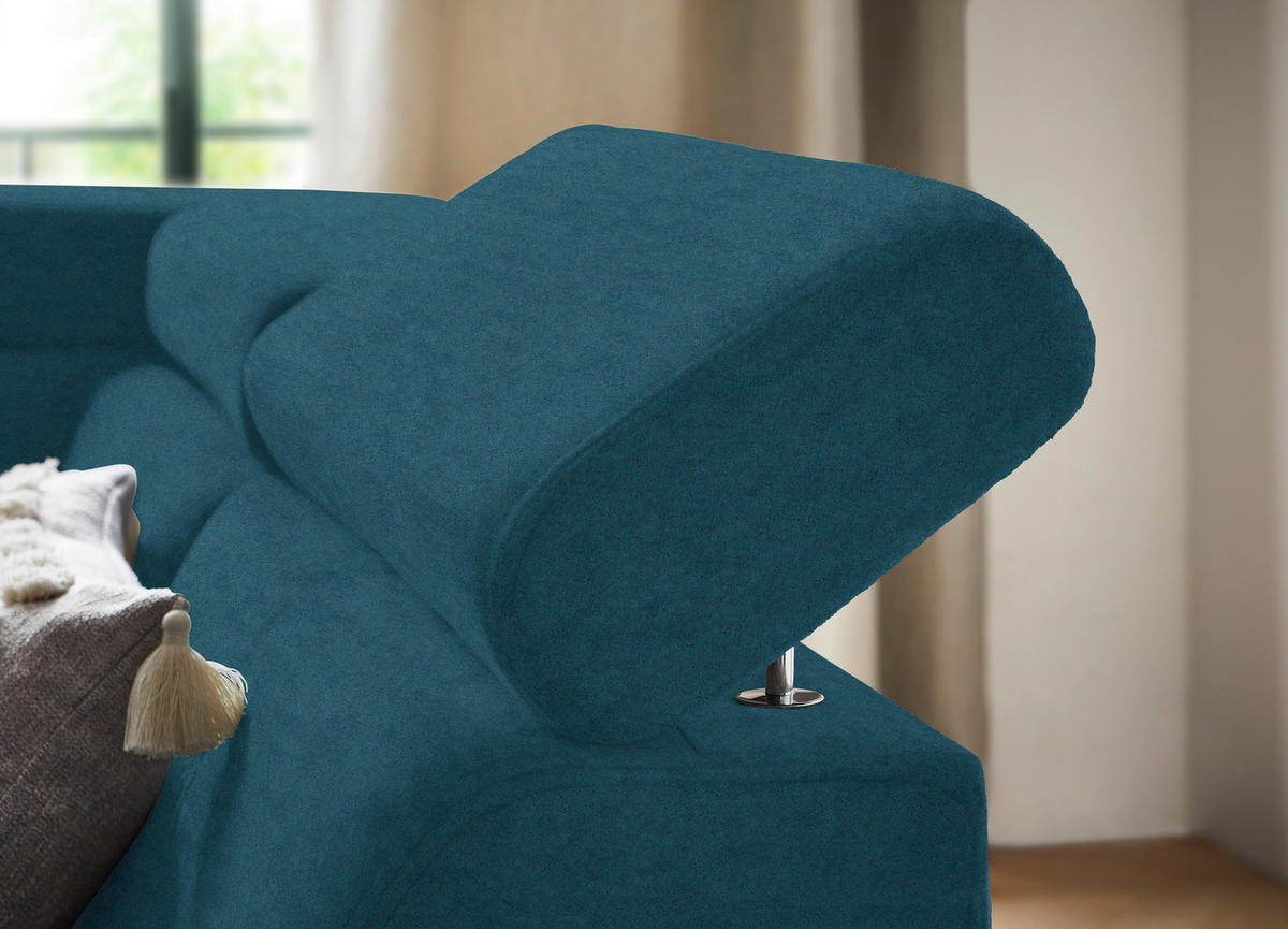 ECKSOFA in Mikrofaser Blau  - Blau/Schwarz, Design, Textil/Metall (260/203cm) - Stylife