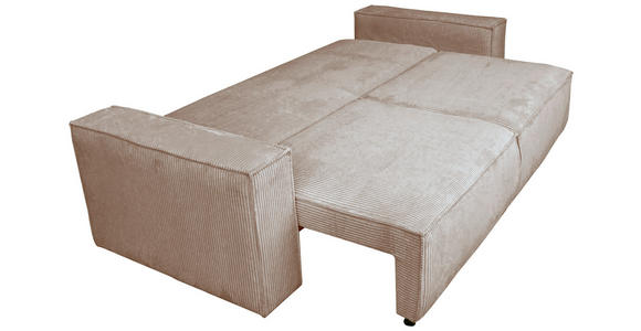 SCHLAFSOFA  mit Liegefunktion, Schlafen auf Sitzhöhe, Rücken echt Cord Taupe  - Taupe/Schwarz, KONVENTIONELL, Kunststoff/Textil (240/89/100cm) - Carryhome