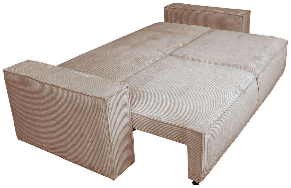 SCHLAFSOFA  mit Liegefunktion, Schlafen auf Sitzhöhe, Rücken echt Cord Taupe  - Taupe/Schwarz, KONVENTIONELL, Kunststoff/Textil (240/89/100cm) - Carryhome