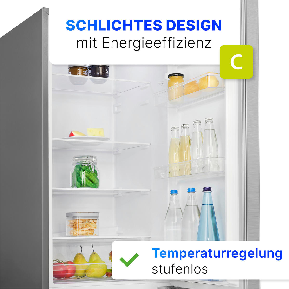 KÜHL-GEFRIER-KOMBINATION 773 539  - Edelstahlfarben, Basics (49,5/143/56,2cm) - Bomann