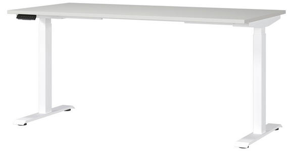 SCHREIBTISCH 160/80/72-118 cm in Hellgrau, Weiß - Hellgrau/Weiß, MODERN, Holzwerkstoff/Metall (160/80/72-118cm) - Novel