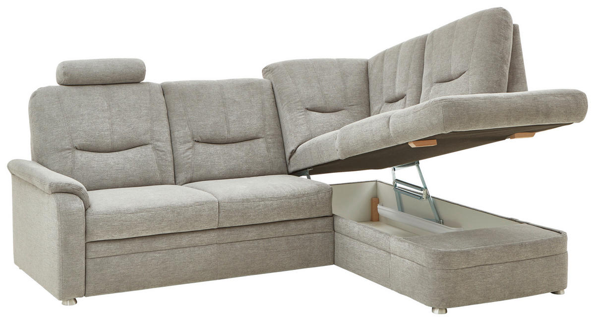 ECKSOFA Grau Chenille  - Schwarz/Grau, KONVENTIONELL, Kunststoff/Textil (235/185cm) - Beldomo Comfort