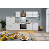 KÜCHENBLOCK 310 cm   in Weiß  - Edelstahlfarben/Eichefarben, Basics, Holzwerkstoff/Metall (310cm) - Respekta