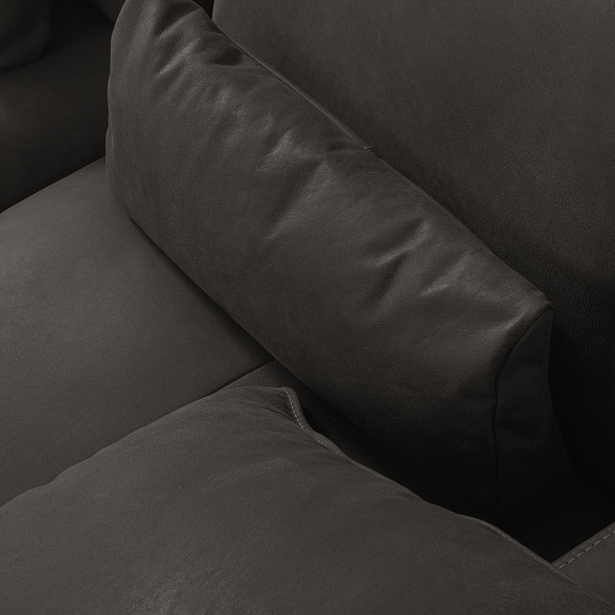 2-SITZER-SOFA  in Echtleder Dunkelgrau   - Dunkelgrau/Beige, Design, Leder/Kunststoff (240/85/123cm) - Livetastic