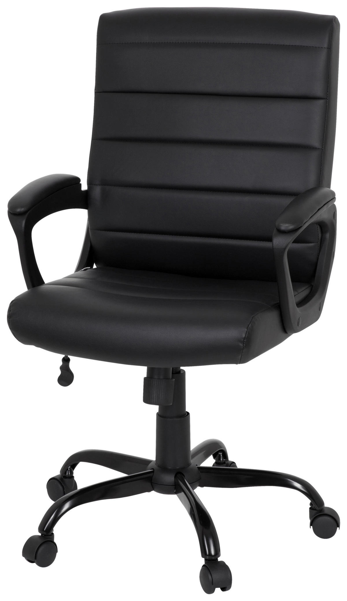 DREHSTUHL Lederlook Schwarz  - Schwarz, MODERN, Kunststoff/Textil (61/102/52cm) - MID.YOU