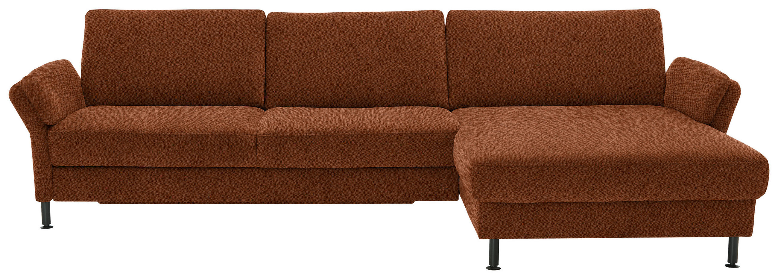 ECKSOFA Chenille, Flachgewebe Rostfarben  - Rostfarben/Schwarz, Design, Textil/Metall (316/175cm) - Dieter Knoll