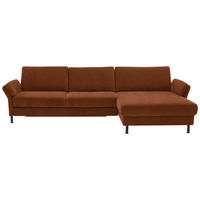 ECKSOFA Chenille, Flachgewebe Rostfarben  - Rostfarben/Schwarz, Design, Textil/Metall (316/175cm) - Dieter Knoll