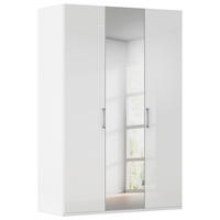 DREHTÜRENSCHRANK 151/223/61 cm,  in Weiß, Weiß Hochglanz, 3-türig  - Chromfarben/Edelstahlfarben, Basics, Glas/Holzwerkstoff (151/223/61cm) - Novel