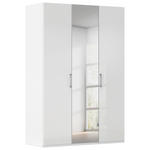 DREHTÜRENSCHRANK 151/223/61 cm,  in Weiß, Weiß Hochglanz, 3-türig  - Chromfarben/Edelstahlfarben, Basics, Glas/Holzwerkstoff (151/223/61cm) - Novel