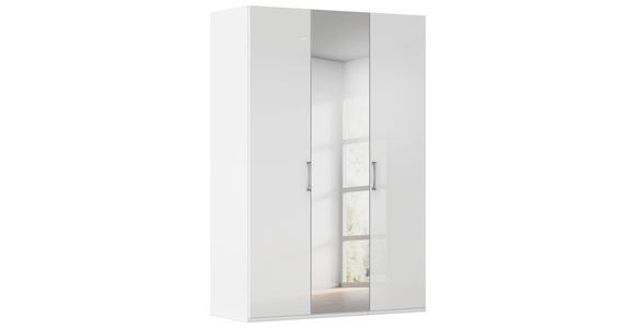 DREHTÜRENSCHRANK  in Weiß, Weiß Hochglanz  - Chromfarben/Edelstahlfarben, Basics, Glas/Holzwerkstoff (151/223/61cm) - Novel