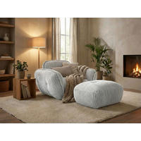 HOCKER BE FLUFFY Cord Silberfarben  - Silberfarben/Schwarz, MODERN, Kunststoff/Textil (92/46/74cm) - Trendmanufaktur