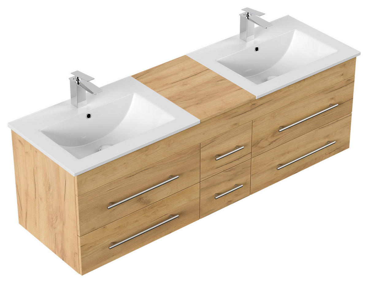 WASCHTISCHKOMBI 153 cm  - Eichefarben/Weiß, Basics, Keramik/Holzwerkstoff (153cm) - MID.YOU