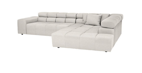 ECKSOFA in Flachgewebe Beige  - Beige/Schwarz, Design, Kunststoff/Textil (317/213cm) - Hom`in