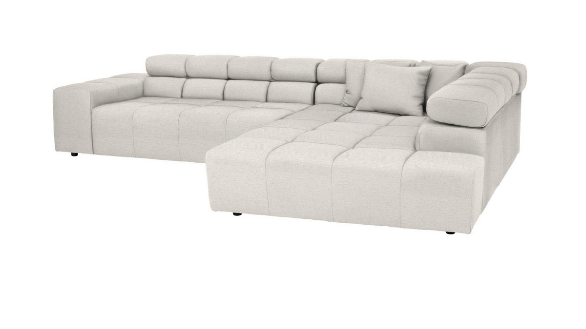 ECKSOFA Beige Flachgewebe  - Beige/Schwarz, Design, Kunststoff/Textil (317/213cm) - Hom`in