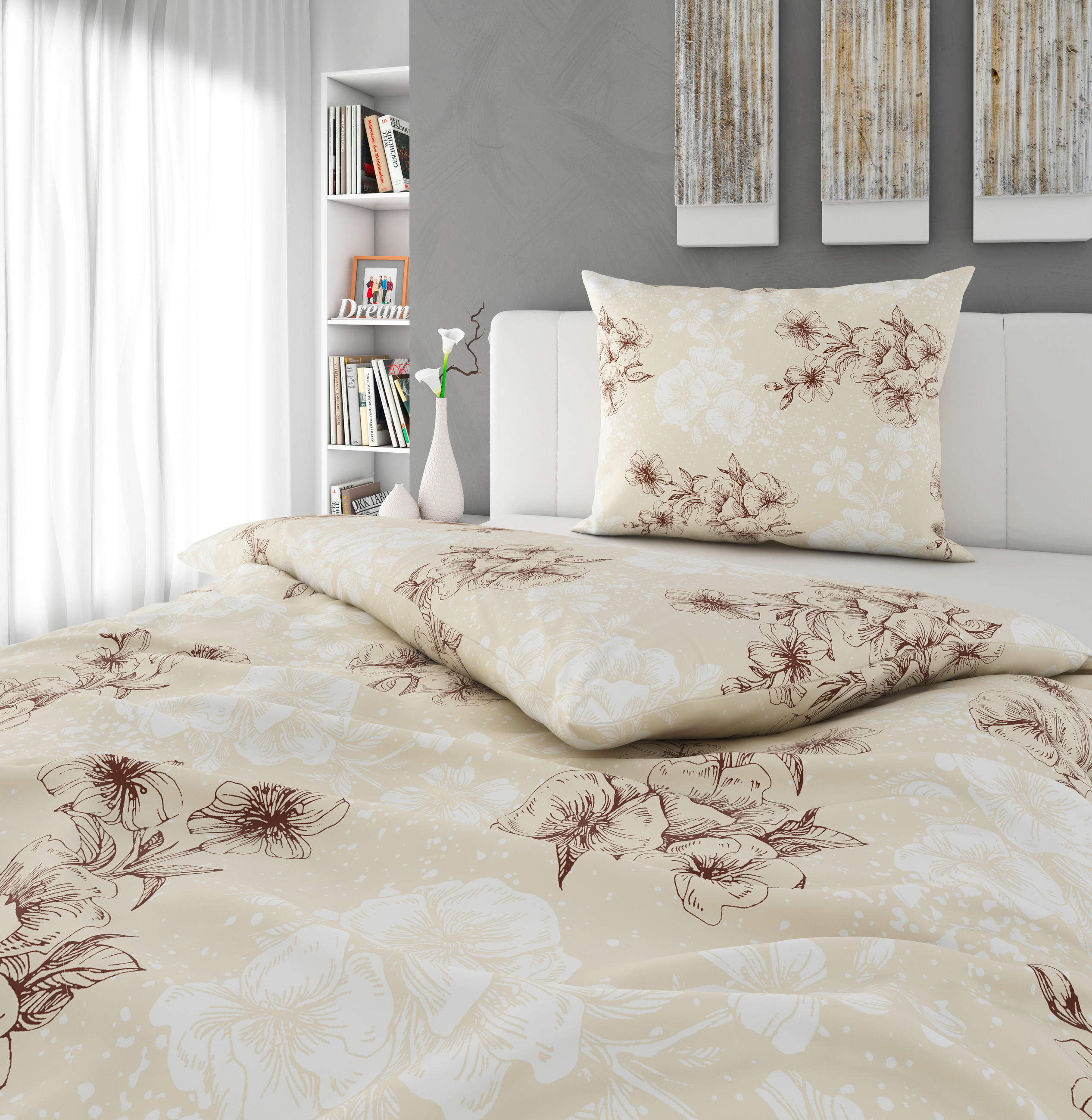ÁGYNEMŰHUZAT-GARNITÚRA 140/200 cm  - bézs, Konventionell, textil (140/200cm) - Esposa