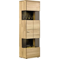 VITRINE in massiv Eiche   - Silberfarben/Schwarz, Design, Glas/Holz (63/200/40cm) - Musterring