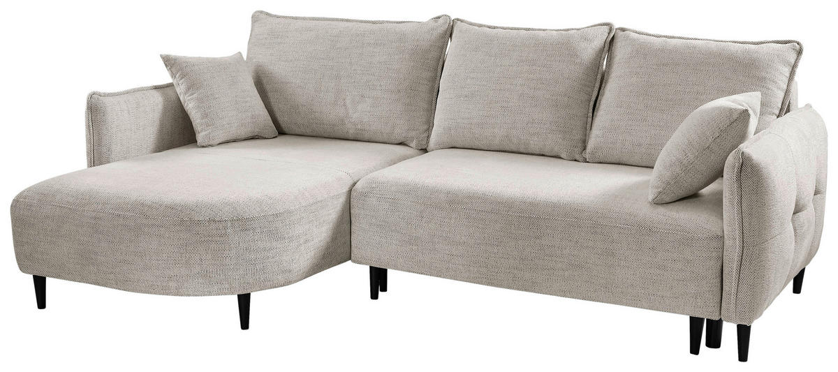 ECKSOFA in Struktur Creme  - Creme/Schwarz, Design, Holz/Textil (165/244cm) - MID.YOU
