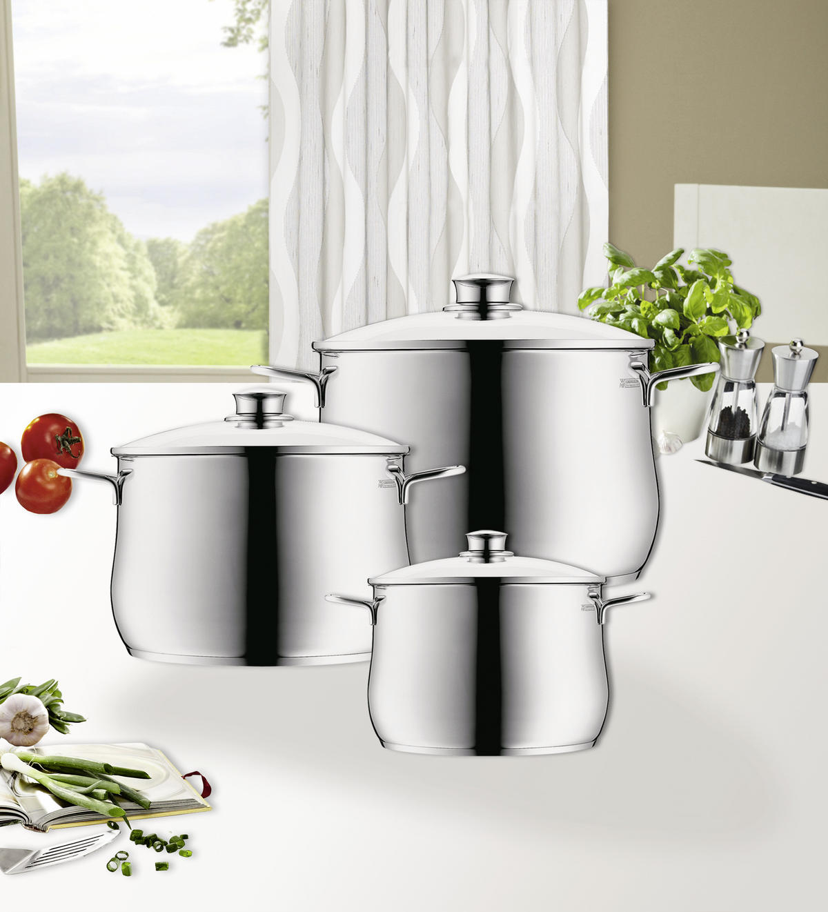 KOCHTOPFSET Diadem Plus 3-teilig  - Edelstahlfarben, Basics, Metall - WMF
