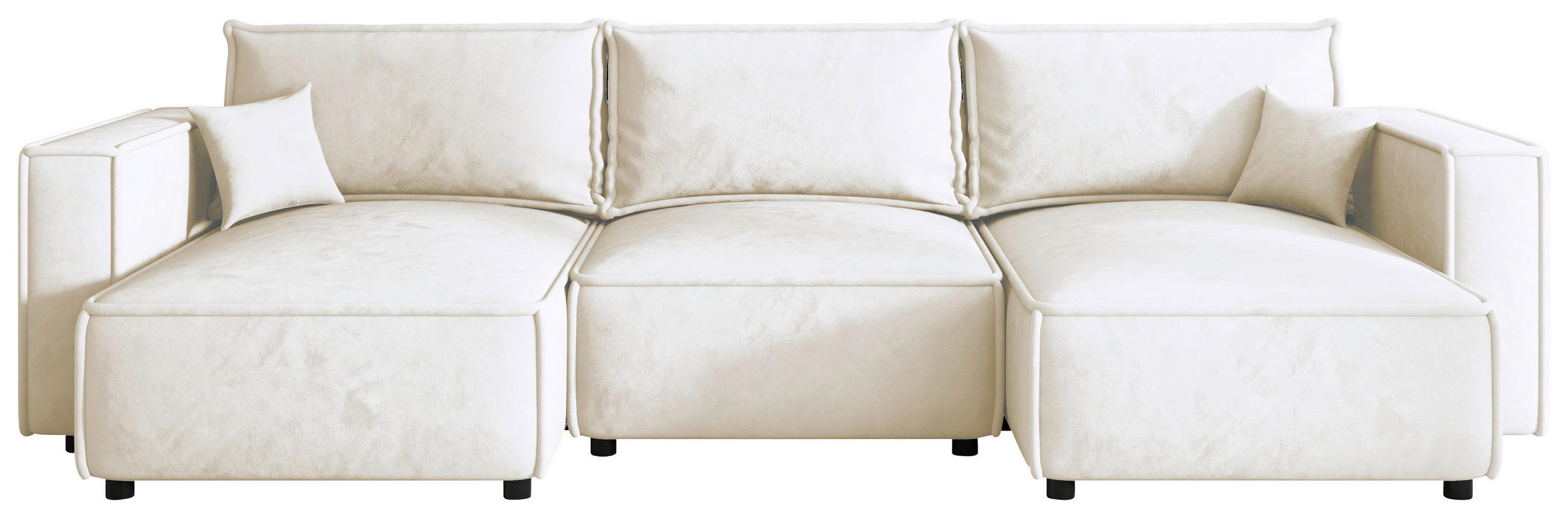 WOHNLANDSCHAFT Creme Webstoff  - Creme/Schwarz, MODERN, Kunststoff/Textil (153/350/153cm) - Xora