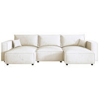 WOHNLANDSCHAFT Creme Webstoff  - Creme/Schwarz, MODERN, Kunststoff/Textil (153/350/153cm) - Xora