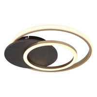 STROPNÍ LED SVÍTIDLO, 38/36/6,5 cm - šedá/opál, Design, kompozitní dřevo/plast (38/36/6,5cm) - Globo