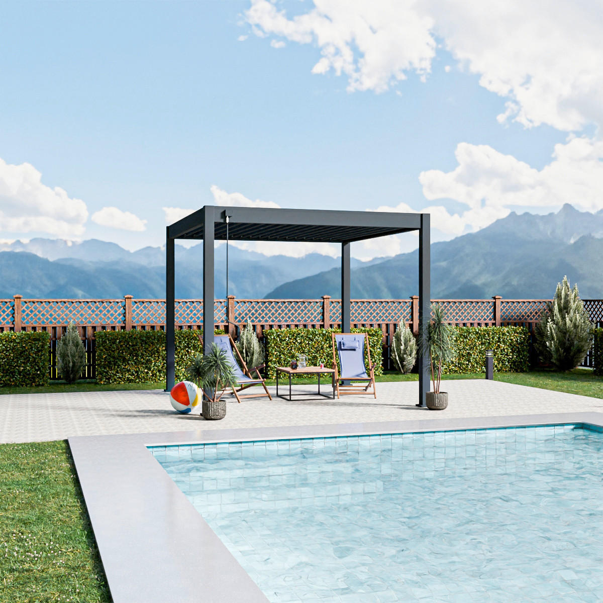 PERGOLA 300/300/255 cm   - Graphitfarben, Basics, Metall (300/300/255cm) - Gardenson