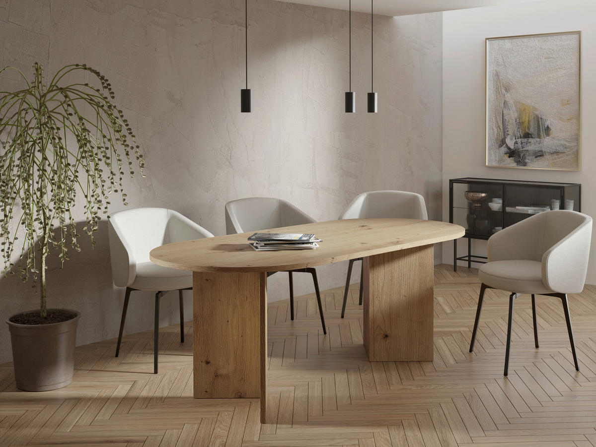 ESSTISCH Wildeiche oval   - Wildeiche, Design, Holzwerkstoff (203,6/90/75cm) - Lomoco