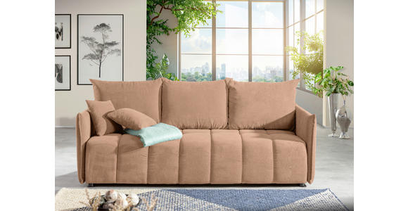 SCHLAFSOFA Plüsch Rosa  inkl. Zierkissen, Rückenkissen, Bettkasten, Schlaffunktion, Rücken echt, Liegefläche im Originalstoff  - Schwarz/Rosa, KONVENTIONELL, Kunststoff/Textil (200/73/105cm) - Carryhome