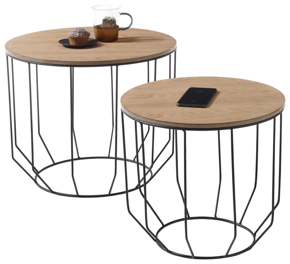 KONFERENČNÍ STOLEK, černá, barvy dubu, kov, kompozitní dřevo, 50/40/50 cm - černá/barvy dubu, Moderní, kov/kompozitní dřevo (50/40/50cm) - MID.YOU