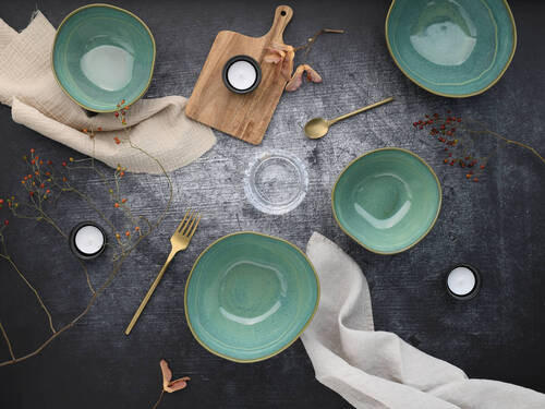 VID SKÅL 4 delar   - olivgrön, Trend, keramik - Creatable