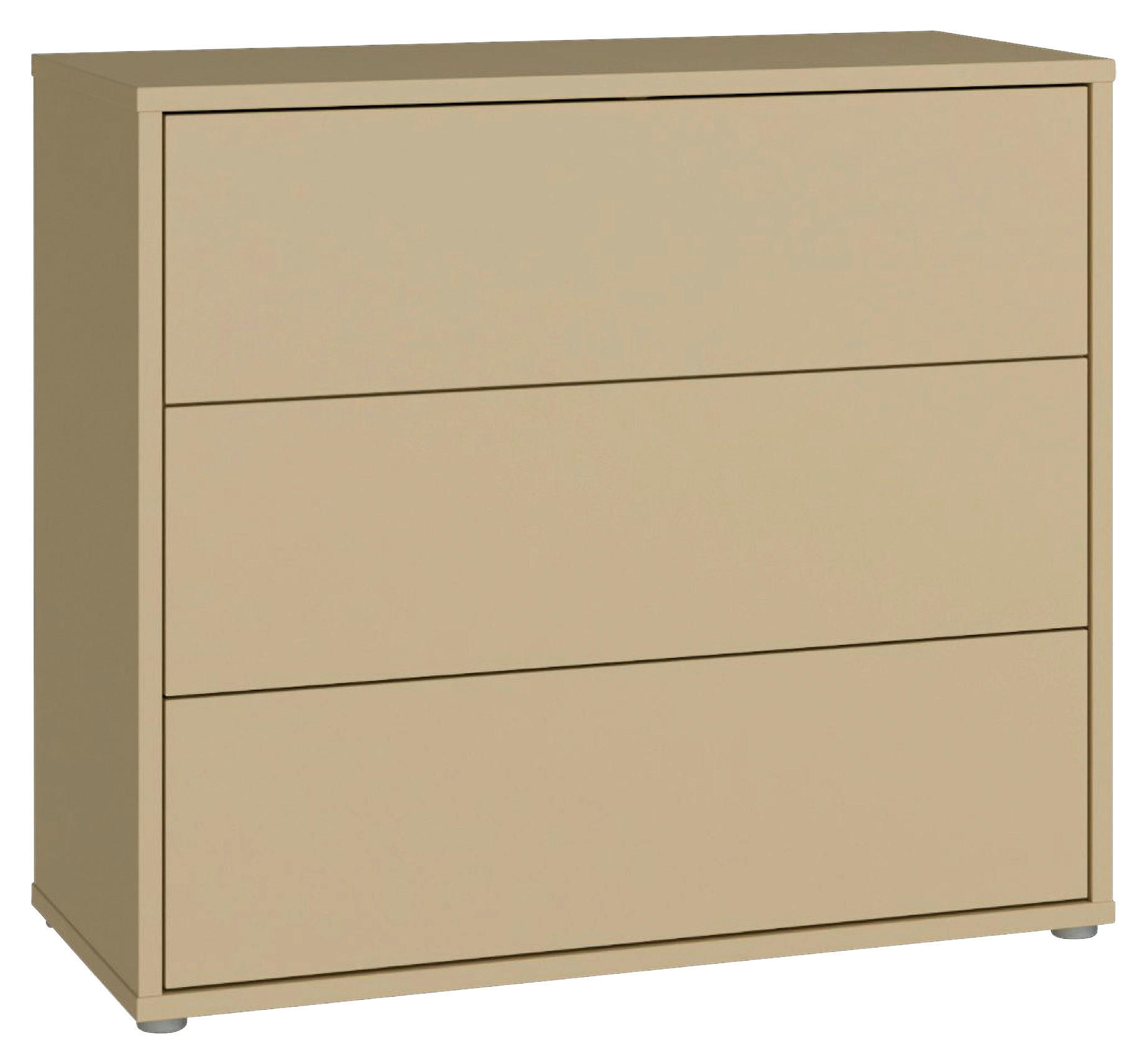 KOMMODE , 95/83/42 cm, 3 Schublade(n)  - Silberfarben/Hellgelb, Trend, Holzwerkstoff/Kunststoff (95/83/42cm) - Carryhome