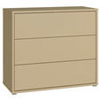 KOMMODE , 95/83/42 cm, 3 Schublade(n)  - Silberfarben/Hellgelb, Trend, Holzwerkstoff/Kunststoff (95/83/42cm) - Carryhome