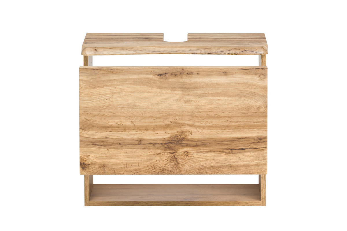 WASCHTISCHUNTERSCHRANK  - Eiche Wotan/Silberfarben, Natur, Holzwerkstoff/Kunststoff (61/55/40cm) - Xora