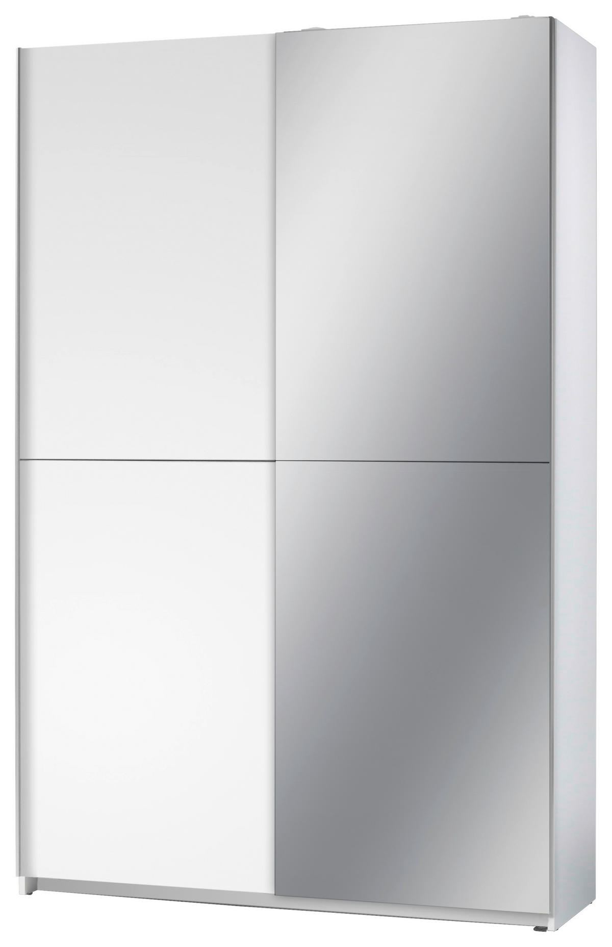 SCHWEBETÜRENSCHRANK  in Silberfarben, Weiß  - Silberfarben/Weiß, Basics, Glas (125/195,5/38cm) - P & B