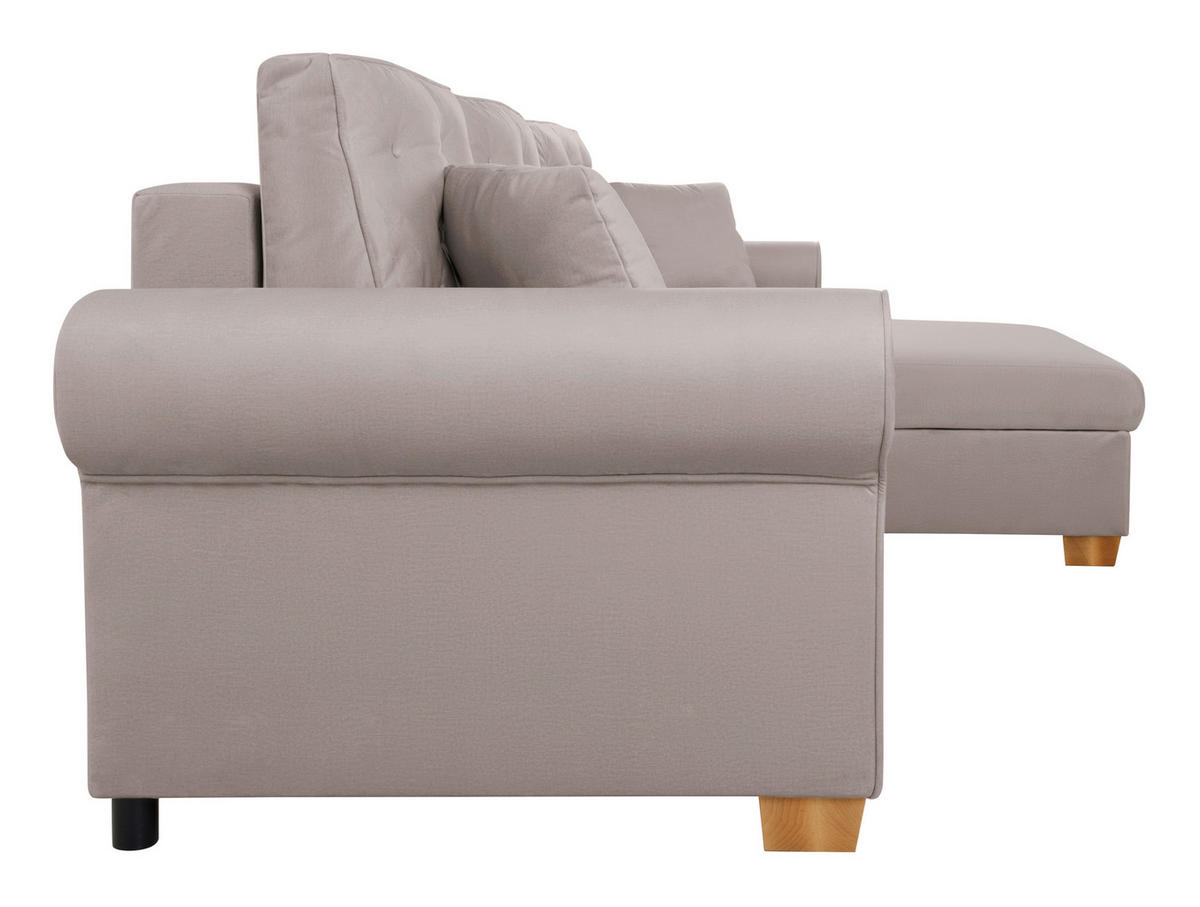 ECKSOFA in Taupe  - Taupe/Buchefarben, Design, Holz/Textil (266/161cm) - MID.YOU